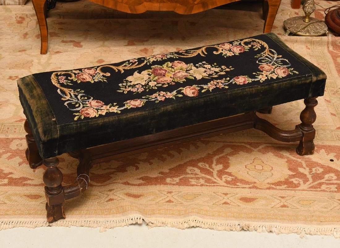 William & Mary style carved oak bench (1 of 7)