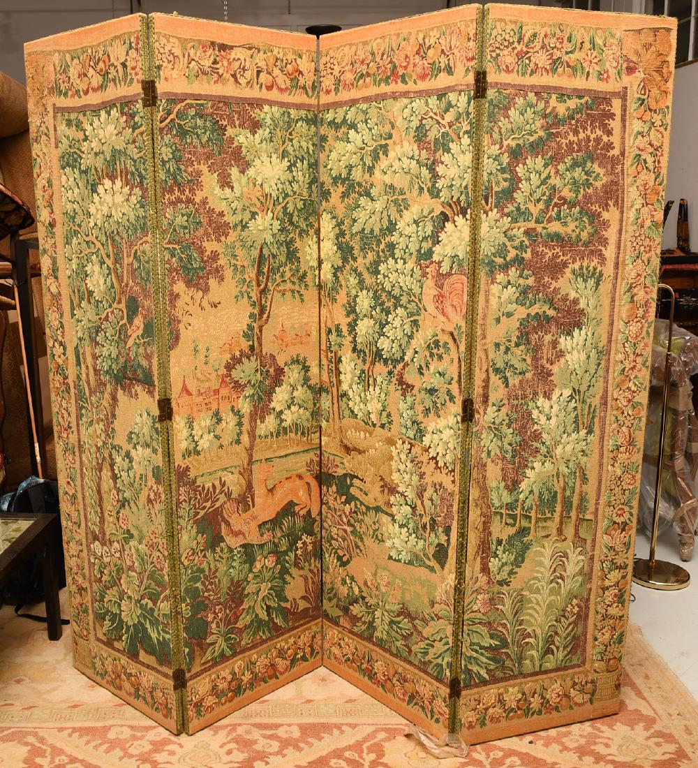 French style burlap four-panel screen (1 of 9)