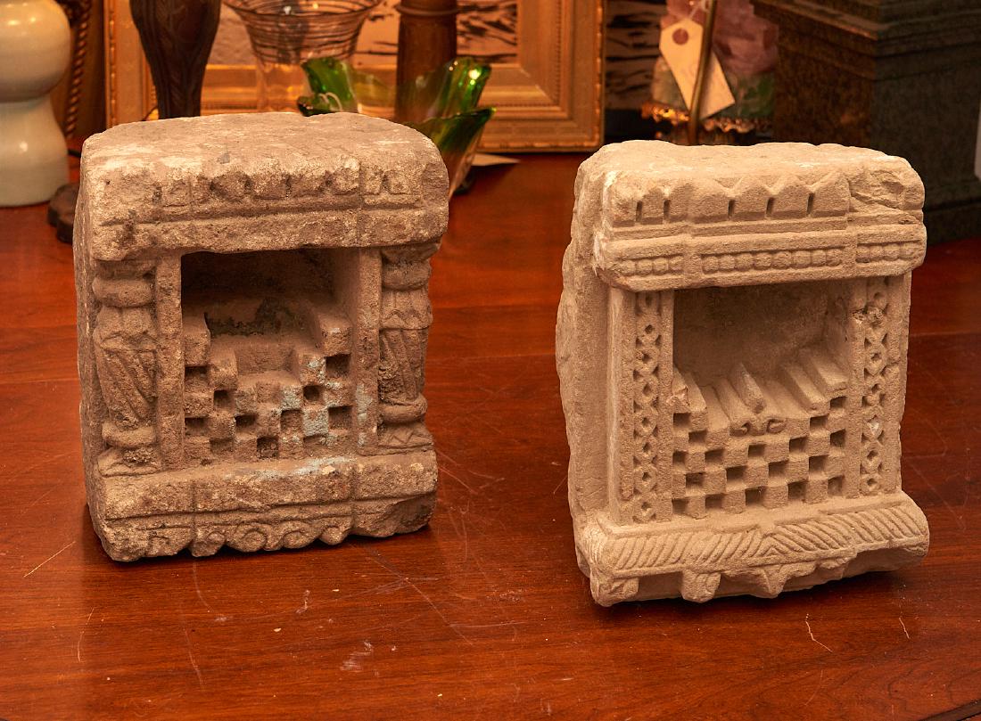 Pair Indian limestone votive niches (1 of 8)