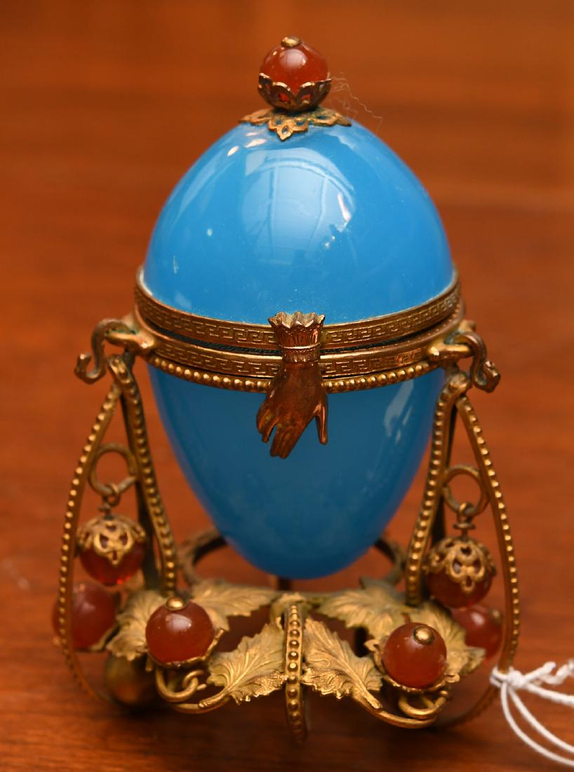 French gilt mounted blue opaline egg box (1 of 6)