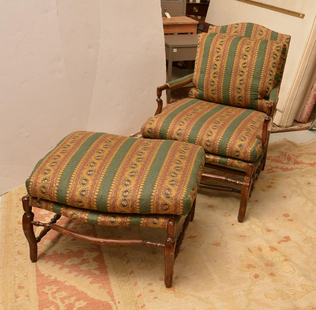 French provincial style chair and foot ottoman (1 of 9)