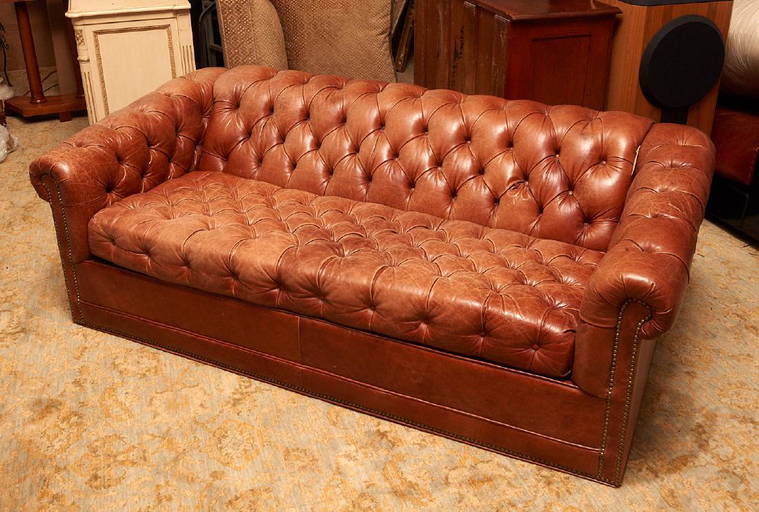 Brown Leather Chesterfield Sleeper Sofa