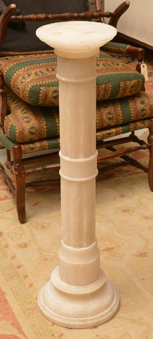 Carved white alabaster columnar pedestal (1 of 7)