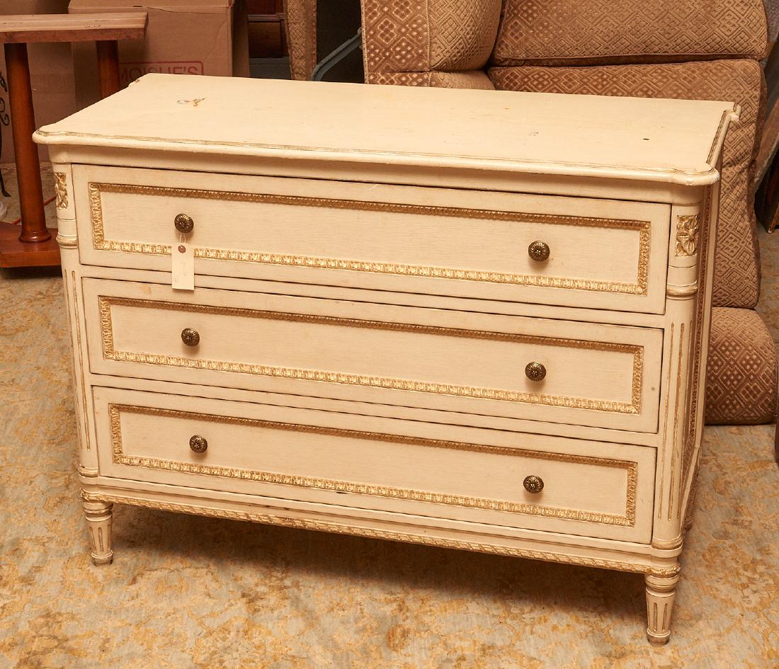 Louis XVI style gilt and white painted commode (1 of 8)