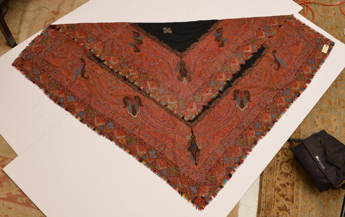 Antique signed Indian paisley piano shawl (1 of 8)