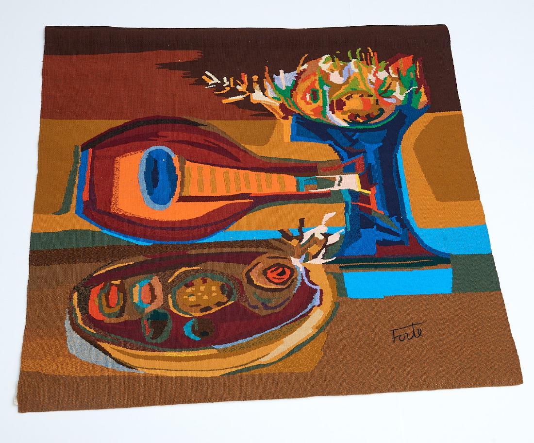 Modern Cubist style wool tapestry (1 of 9)