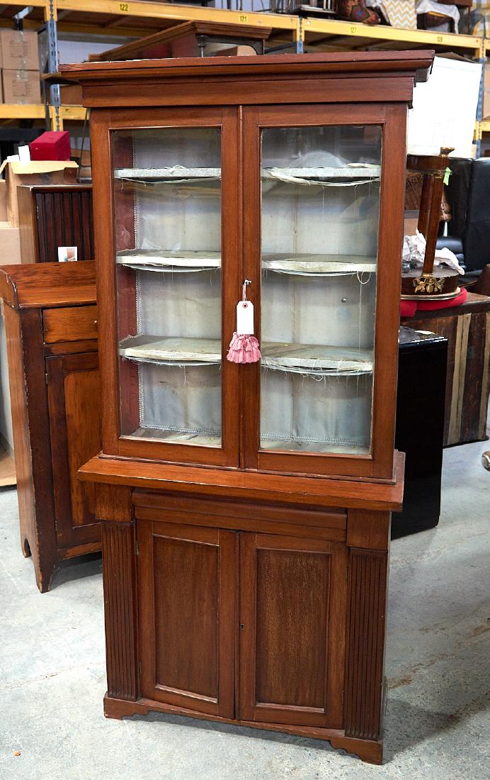 Antique American mahogany bookcase cabinet (1 of 6)