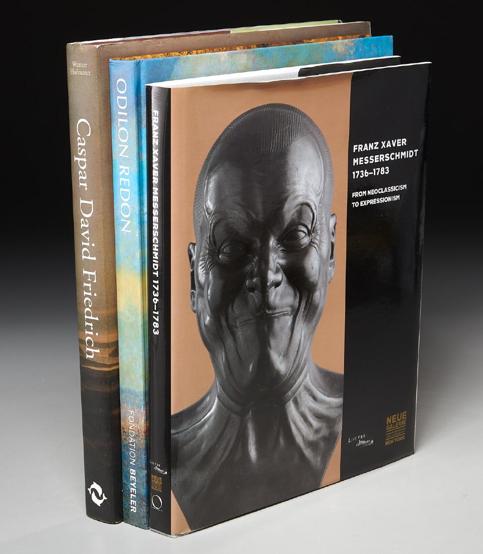 BOOKS: (3) Vols Messerschmidt, Redon, Friedrich: BOOKS: (3) Vols Messerschmidt, Redon, Friedrich, Three volumes: 1) Franz Xaver Messerschmidt 1736-1783 From Neoclassicism to Expressionism. Louvre Editions / Neue Gallerie, 2010. Hardcover in jacket,