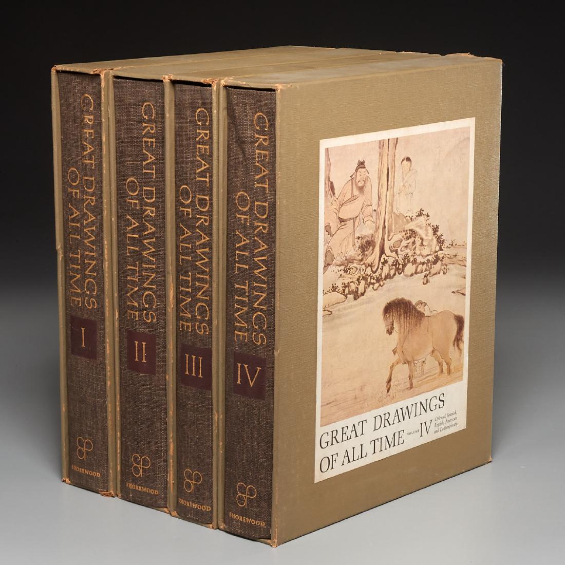 BOOKS: (4) Vols Great Drawings of All Time 1962: BOOKS: (4) Vols Great Drawings of All Time 1962, Ira Moskowitz, Editor. Great Drawings of All Time. Shorewood Publishers, New York. 1962. Complete in four volumes. Hardcovers in slipcases. 11"w x 13"h