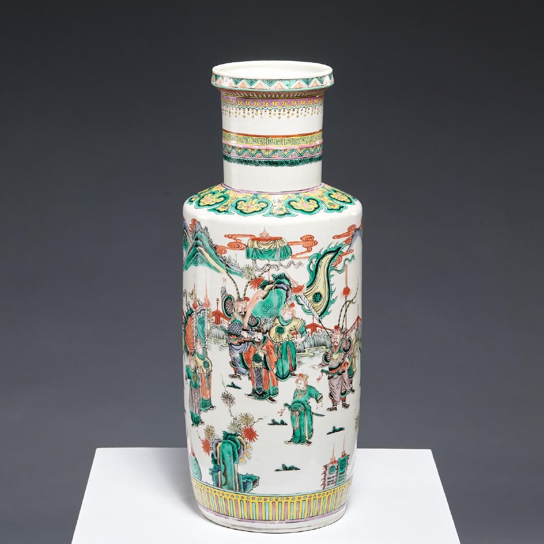 Chinese famille verte rouleau vase (1 of 7)