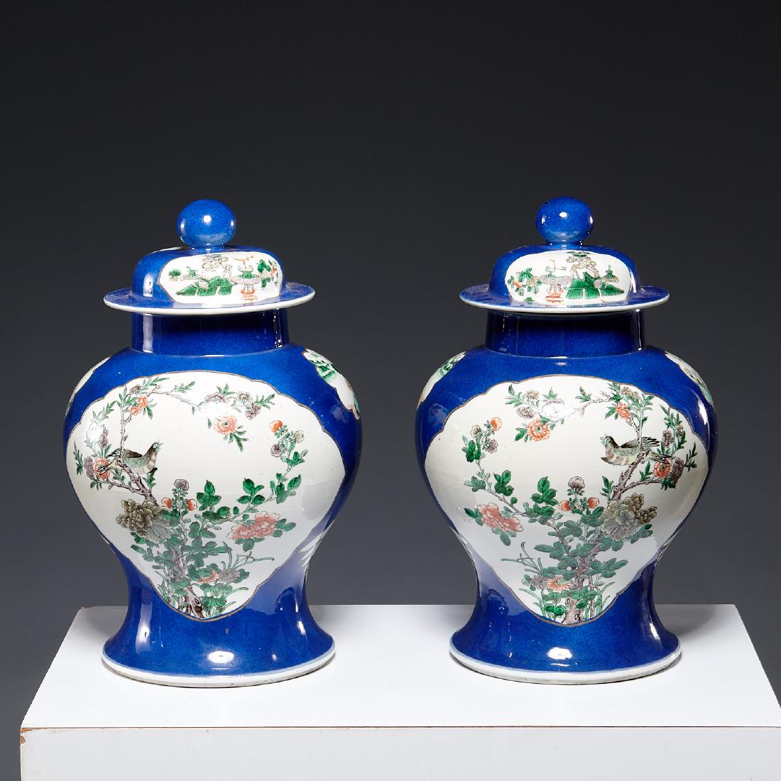 Pair antique Chinese lidded ginger jars (1 of 7)
