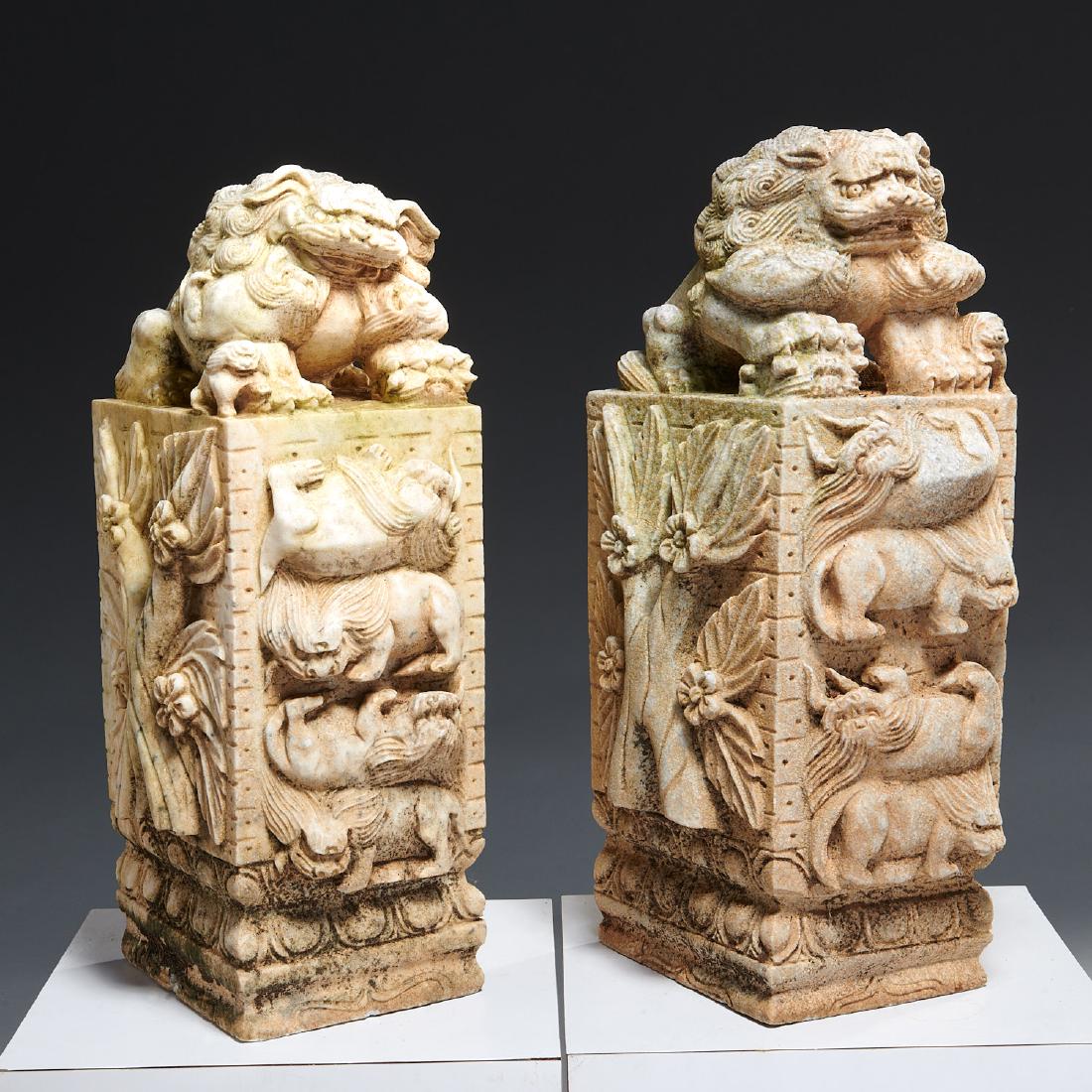 Pair marble guardian foo lions (1 of 6)