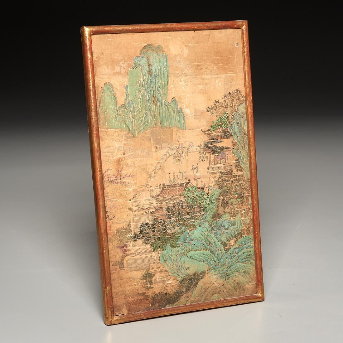 Fine Chinese Qing era silk landscape painting (1 of 9)