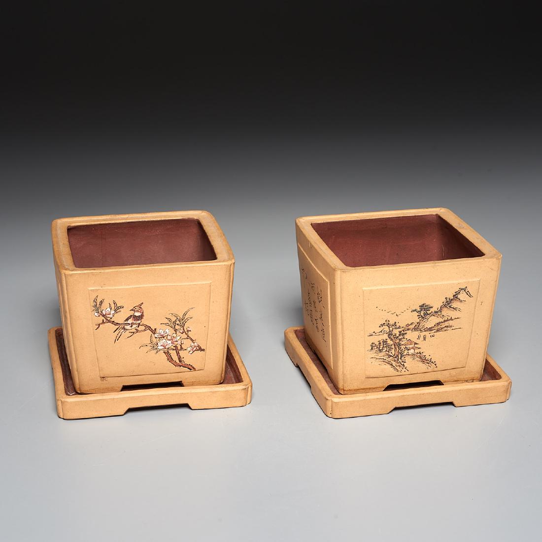 (2) Chinese rectangular Yixing jardinieres (1 of 9)