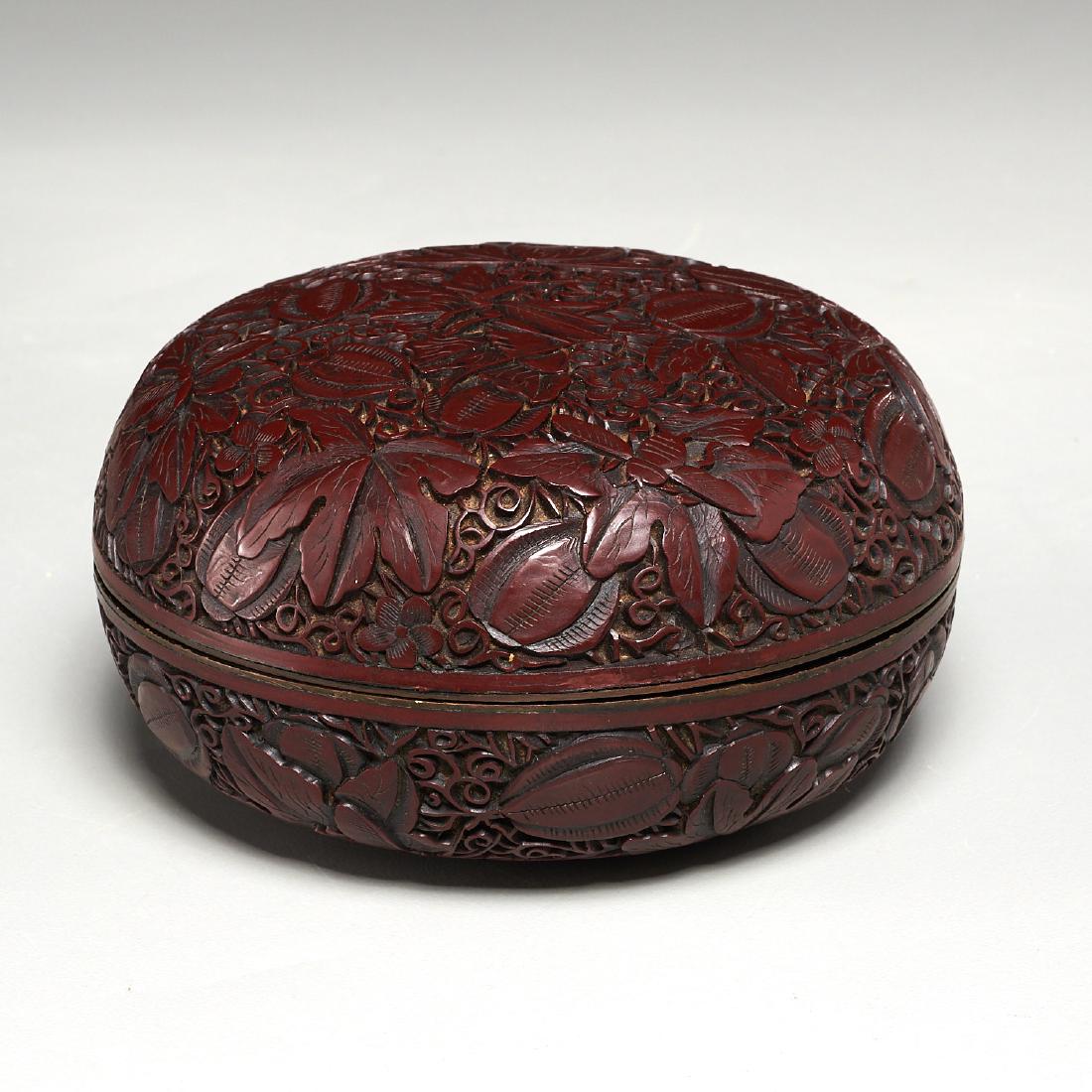 Nice Chinese carved cinnabar round box (1 of 7)