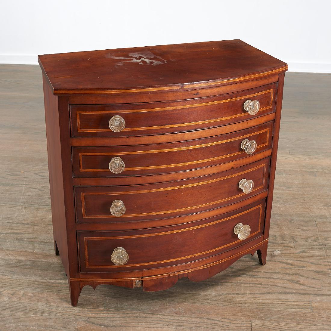 Sheraton mahogany diminutive bow front chest (1 of 7)