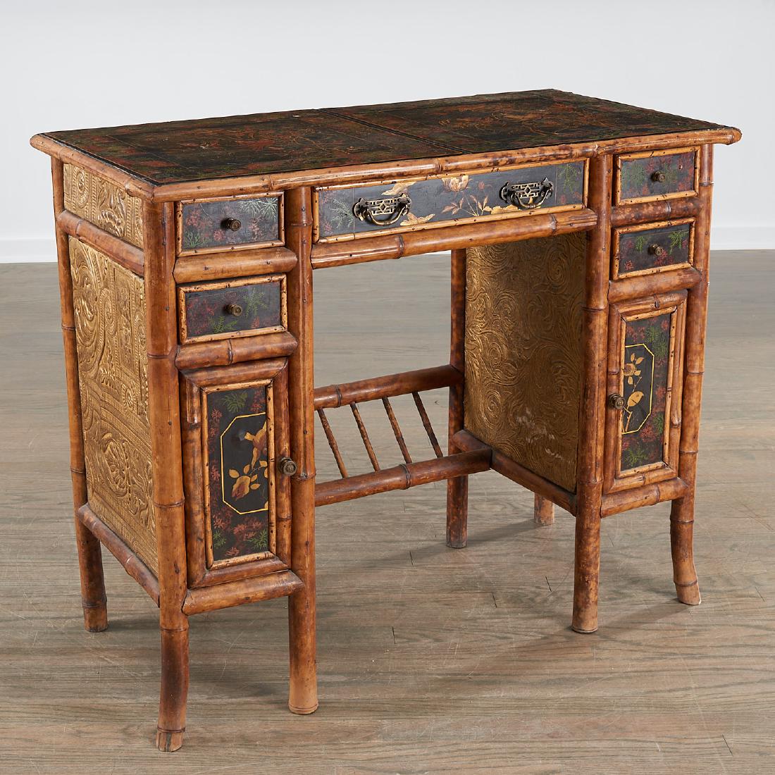 Nice Victorian Chinoiserie lacquer bamboo desk (1 of 7)