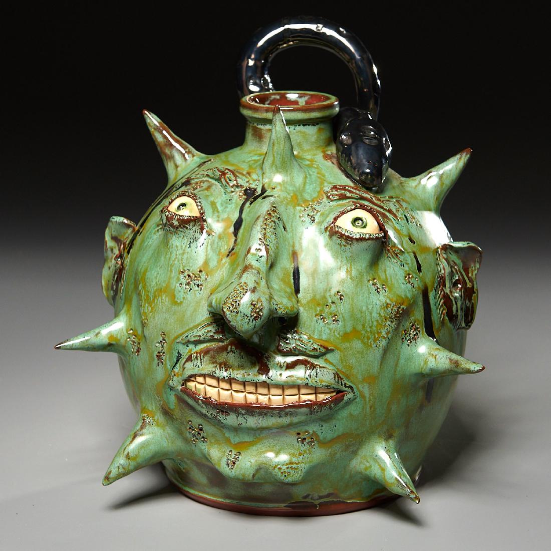 Nolde Forest Pottery grotesque face jug
