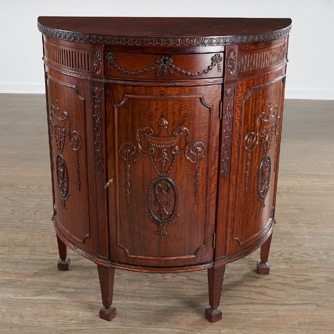 George III carved mahogany demi-lune cabinet (1 of 8)
