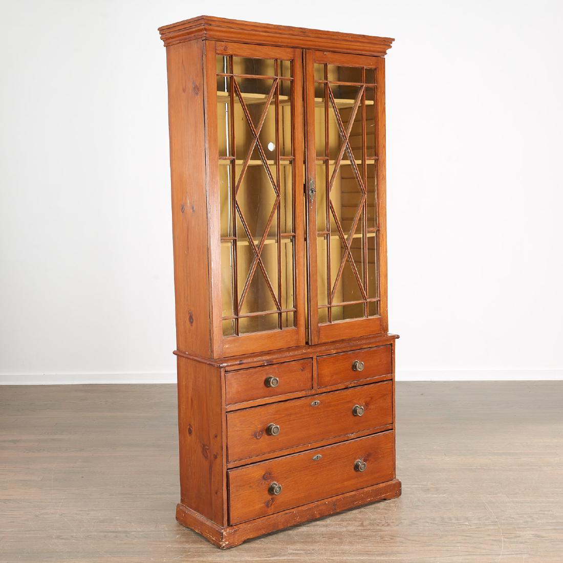 Antique American pine bureau bookcase (1 of 7)