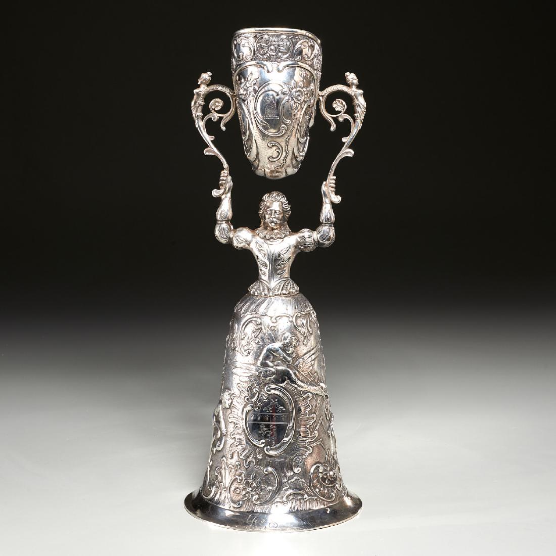 Large and elaborate silver wedding wager cup (1 of 10)