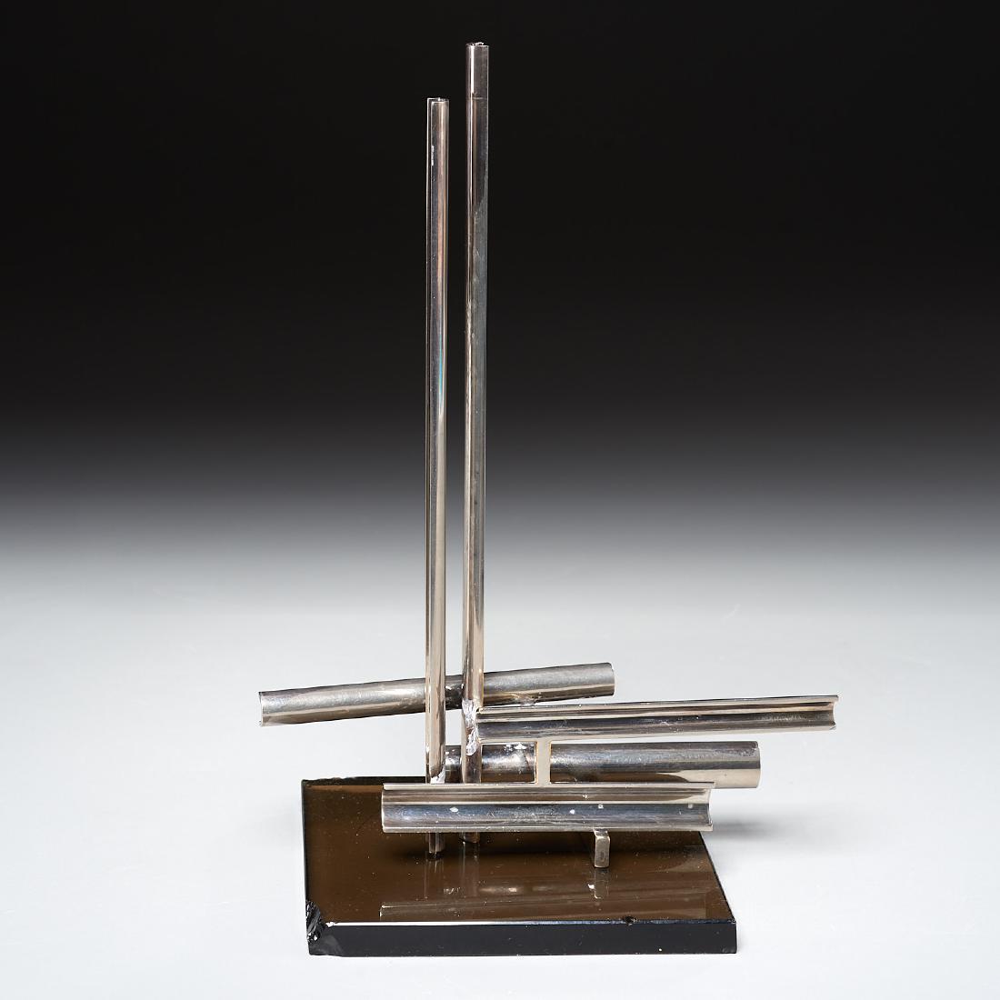Francesco Marino di Teana, Architectural Form: Francesco Marino di Teana, Architectural Form, Francesco Marino di Teana (Italian, 1920-2012), silver-plated metal on glass base, stamped artist cipher "MdiT" and numbered 32/150, 9"h x 6.5"l x 2"w (t