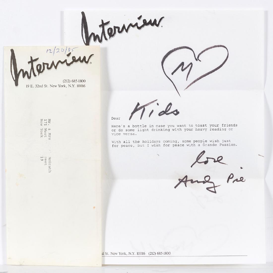 Andy Warhol, letter to Earl McGrath (1 of 6)