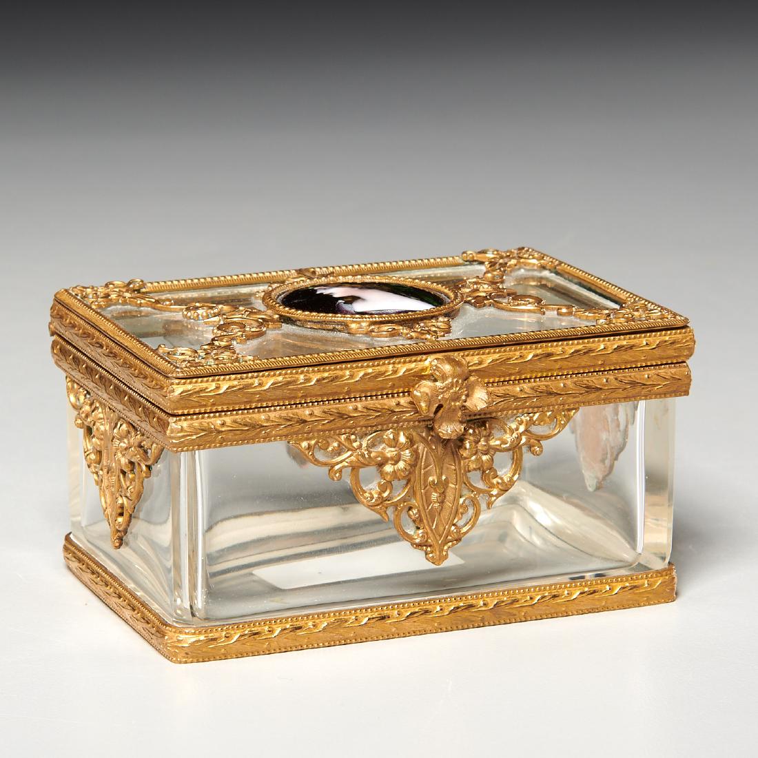 French gilt bronze, glass and enamel box (1 of 10)
