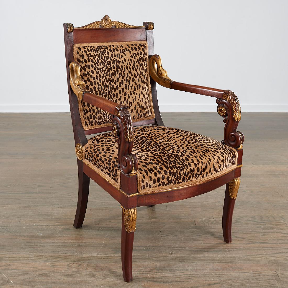 Empire parcel gilt carved mahogany fauteuil (1 of 8)