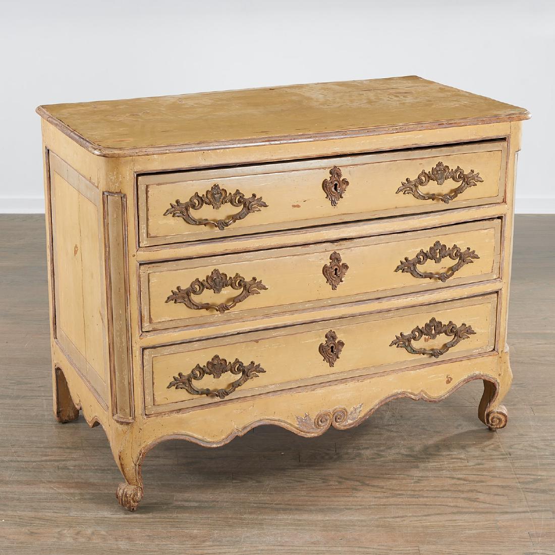 Louis XV carved and painted commode (1 of 8)