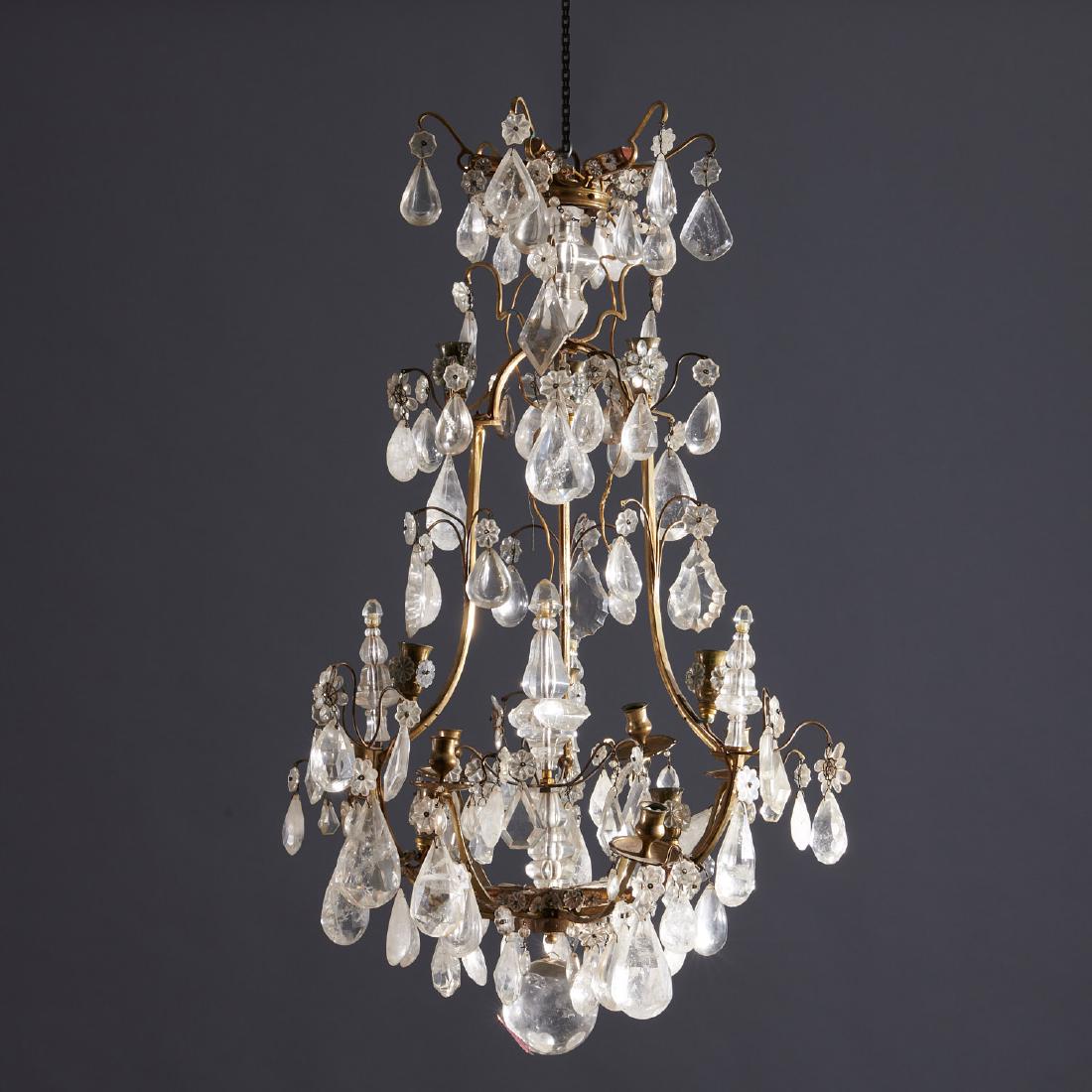Louis XV style bronze and rock crystal chandelier (1 of 7)