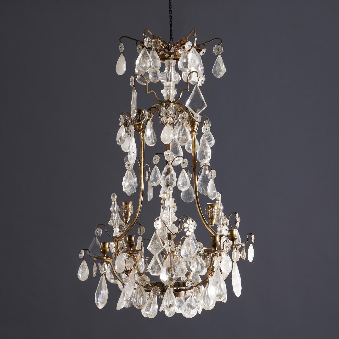 Louis XV style bronze and rock crystal chandelier (1 of 7)
