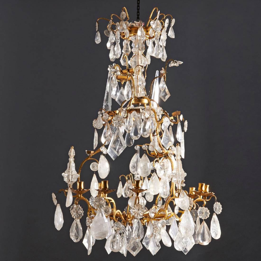 Louis XV style bronze and rock crystal chandelier (1 of 6)