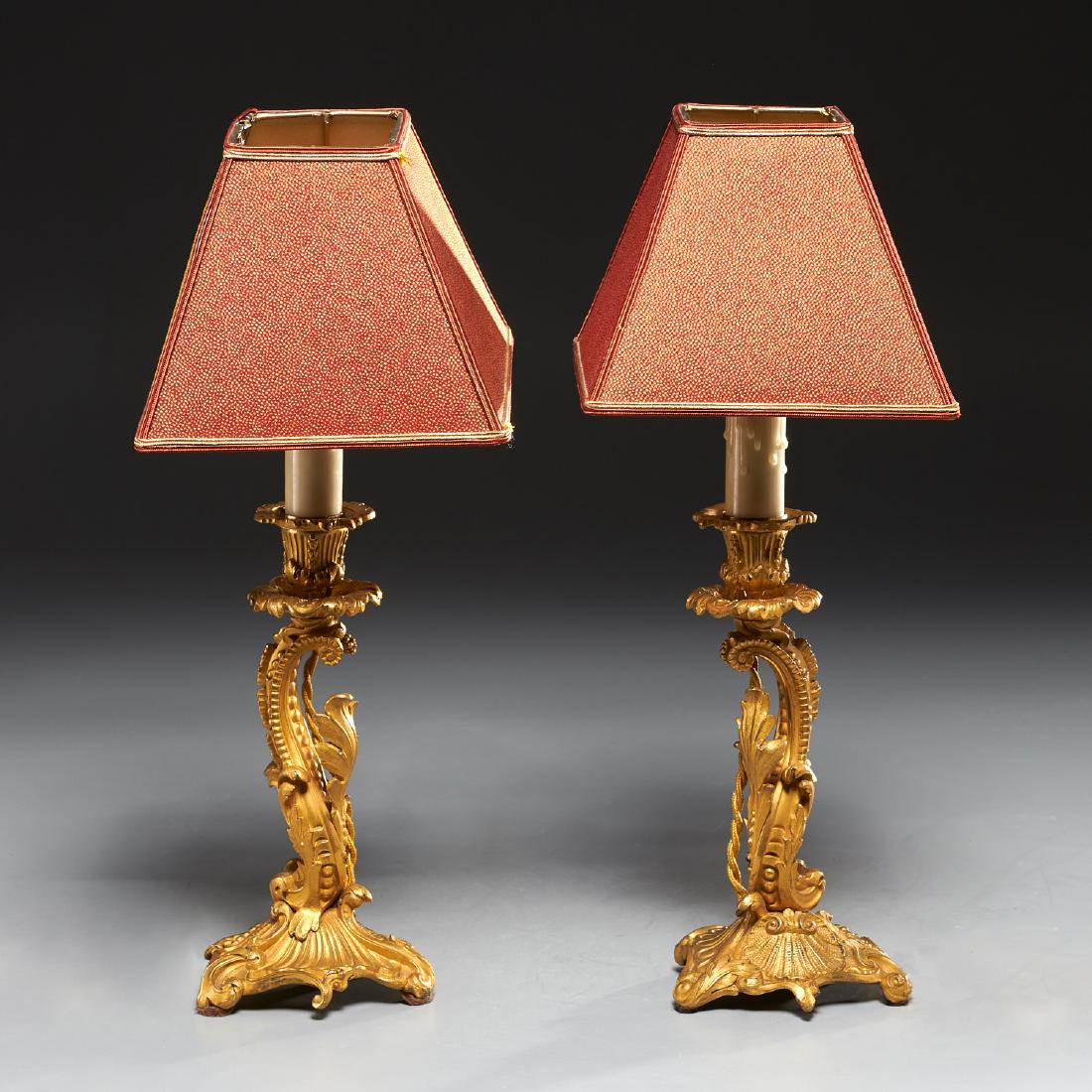 Pair French gilt bronze Grotto style lamps (1 of 6)