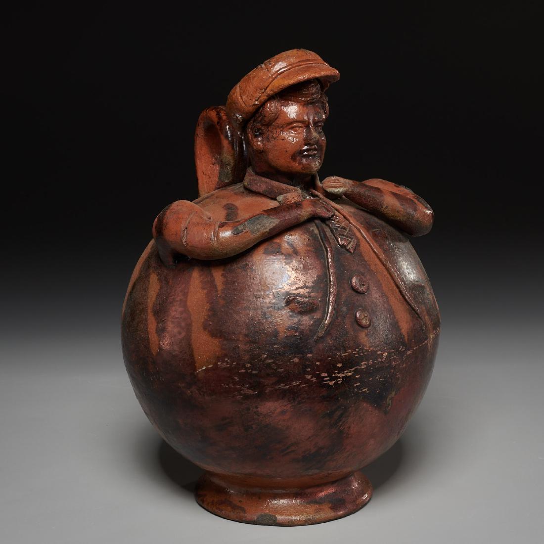 Whimsical folk redware figural jug (1 of 8)