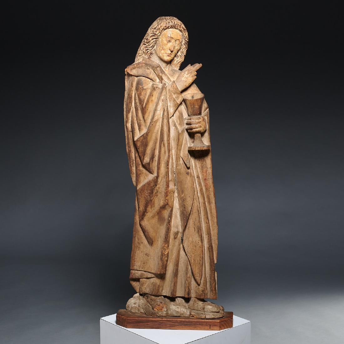 Large antique carved wood relief of Saint John (1 of 8)