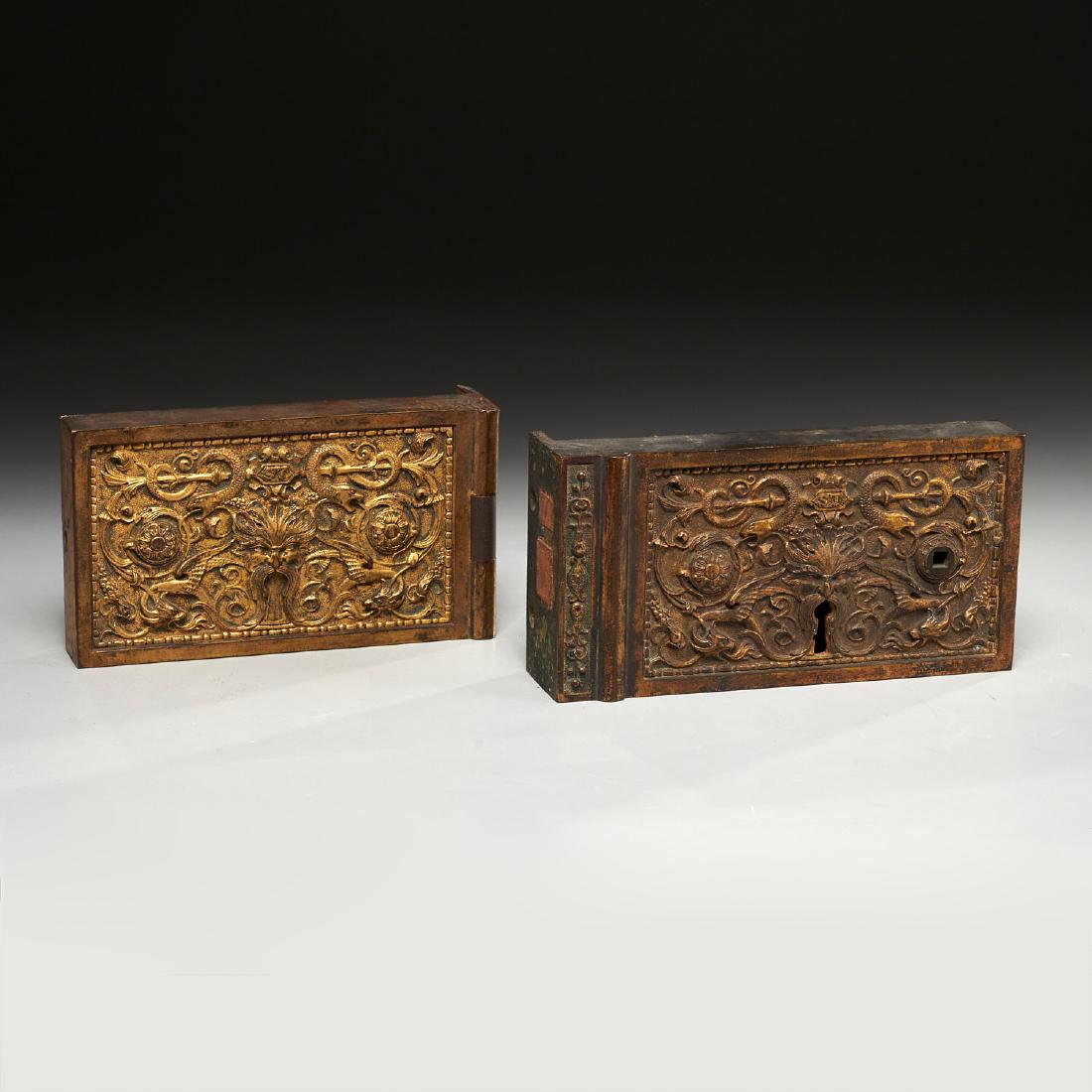 Antique Renaissance style gilt bronze lock plates (1 of 7)
