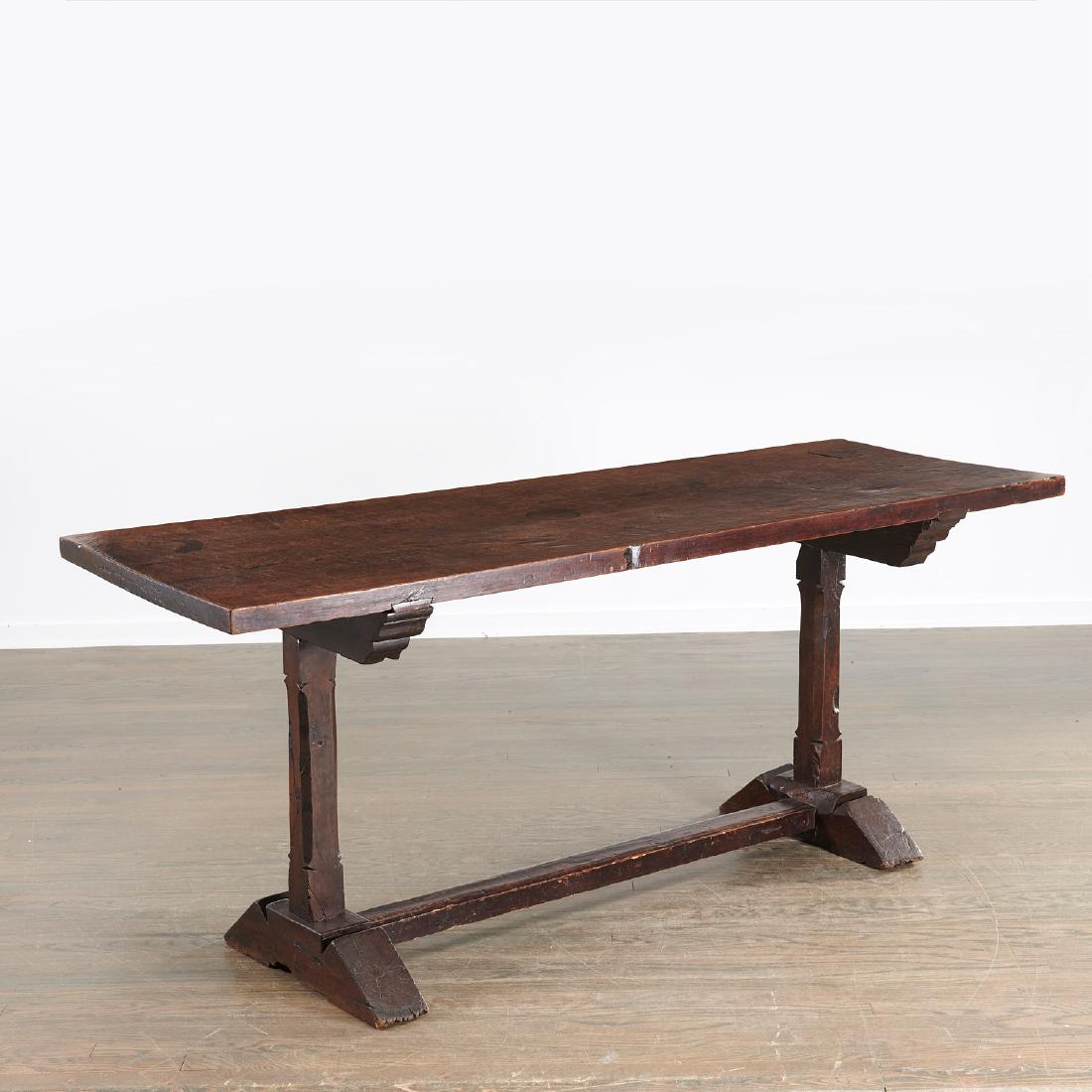 Continental Baroque carved walnut trestle table (1 of 9)