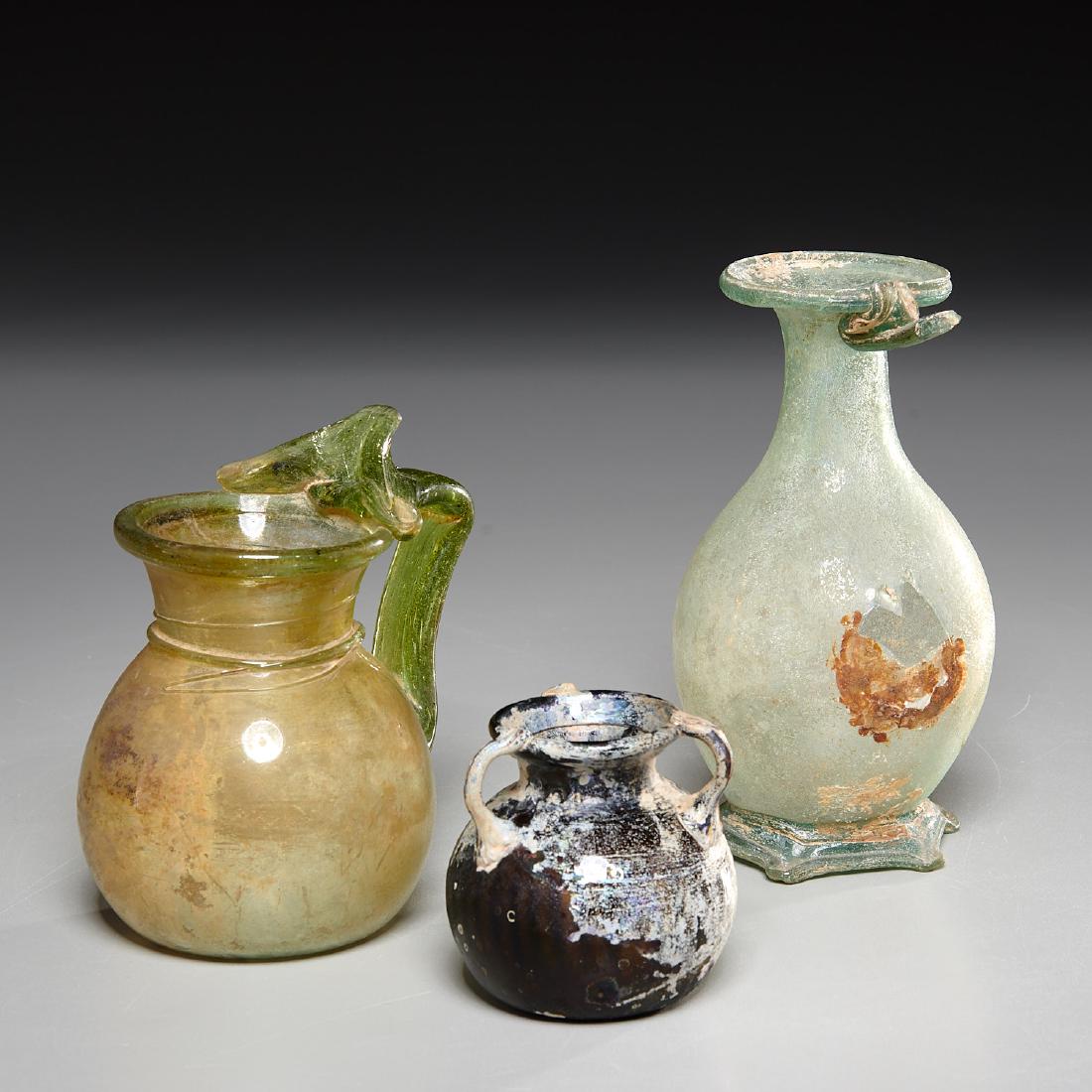 (3) ancient Phoenician and Roman glass vessels (1 of 9)