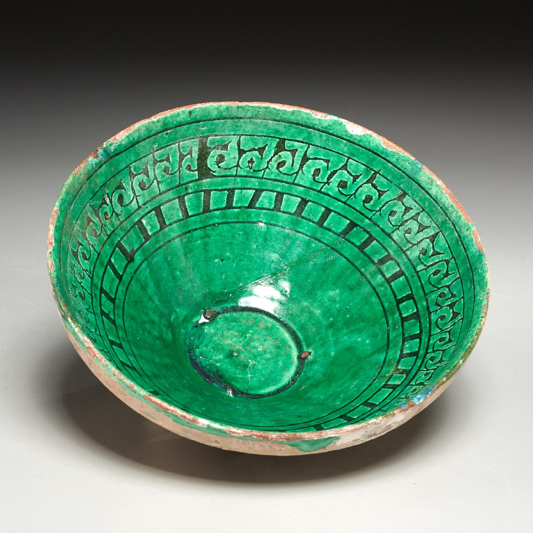 Ancient Persian turquoise glazed pottery bowl (1 of 9)