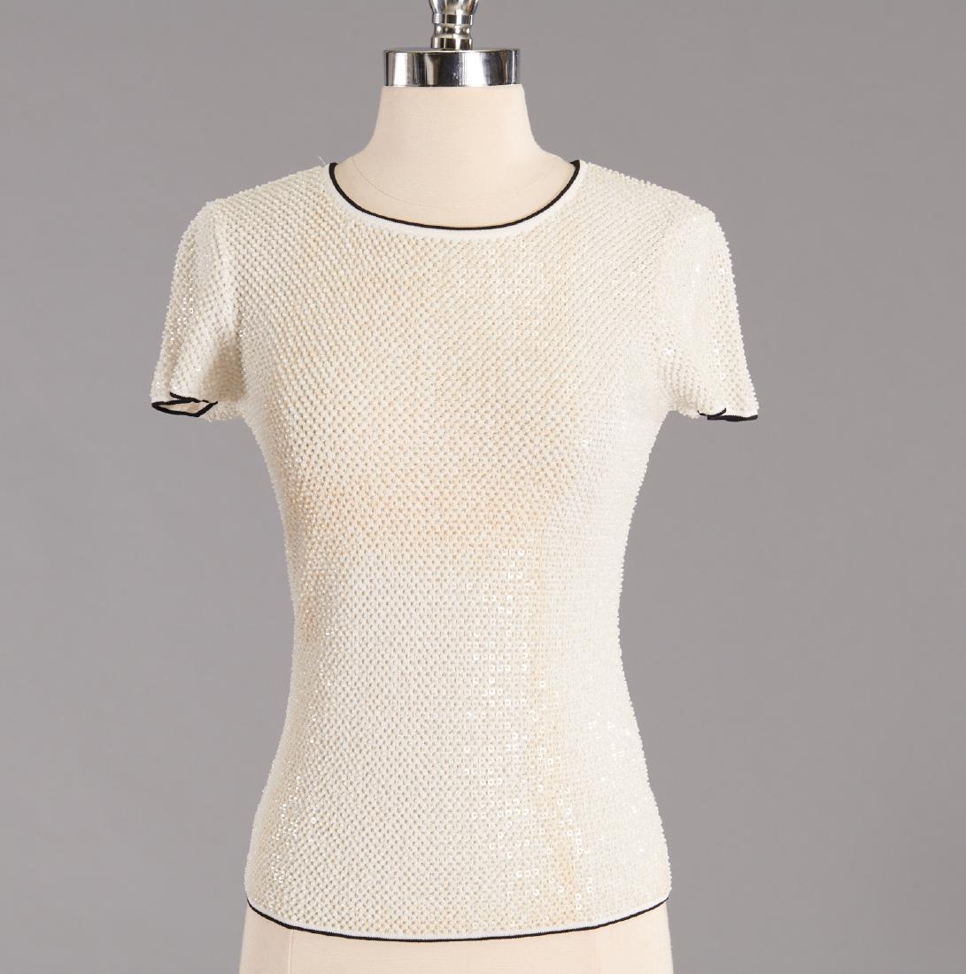 Escada white sequin t-shirt (1 of 6)