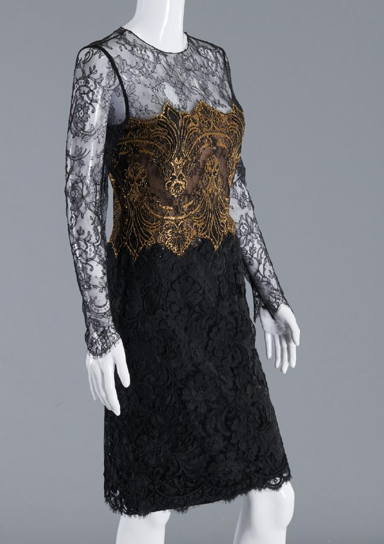 Bill Blass gold & black lace cocktail dress (1 of 8)