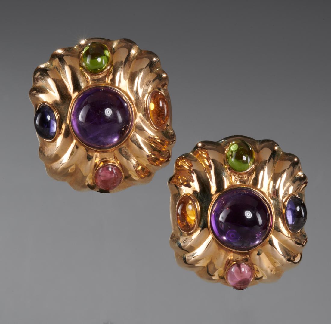 14k gold clip style earrings with gemstones (1 of 7)