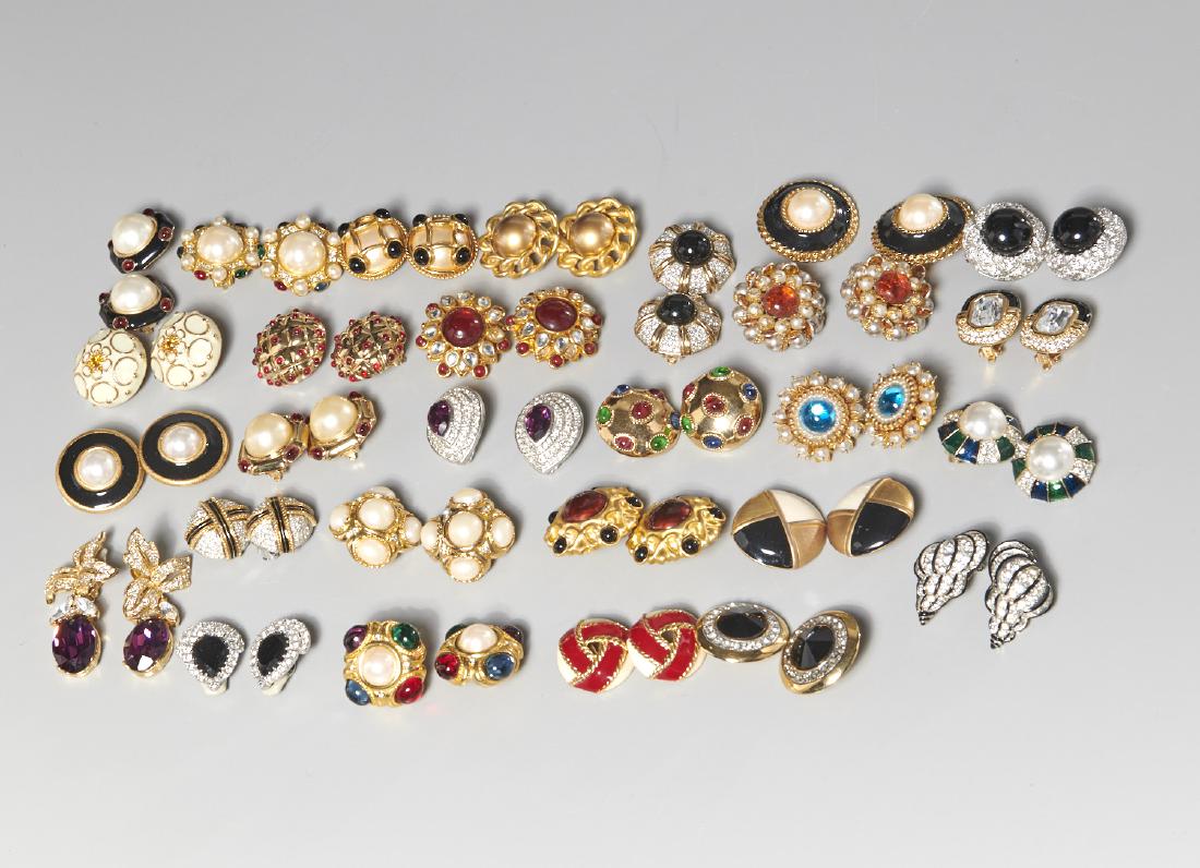 Group of clip style costume jewelry earrings (1 of 10)