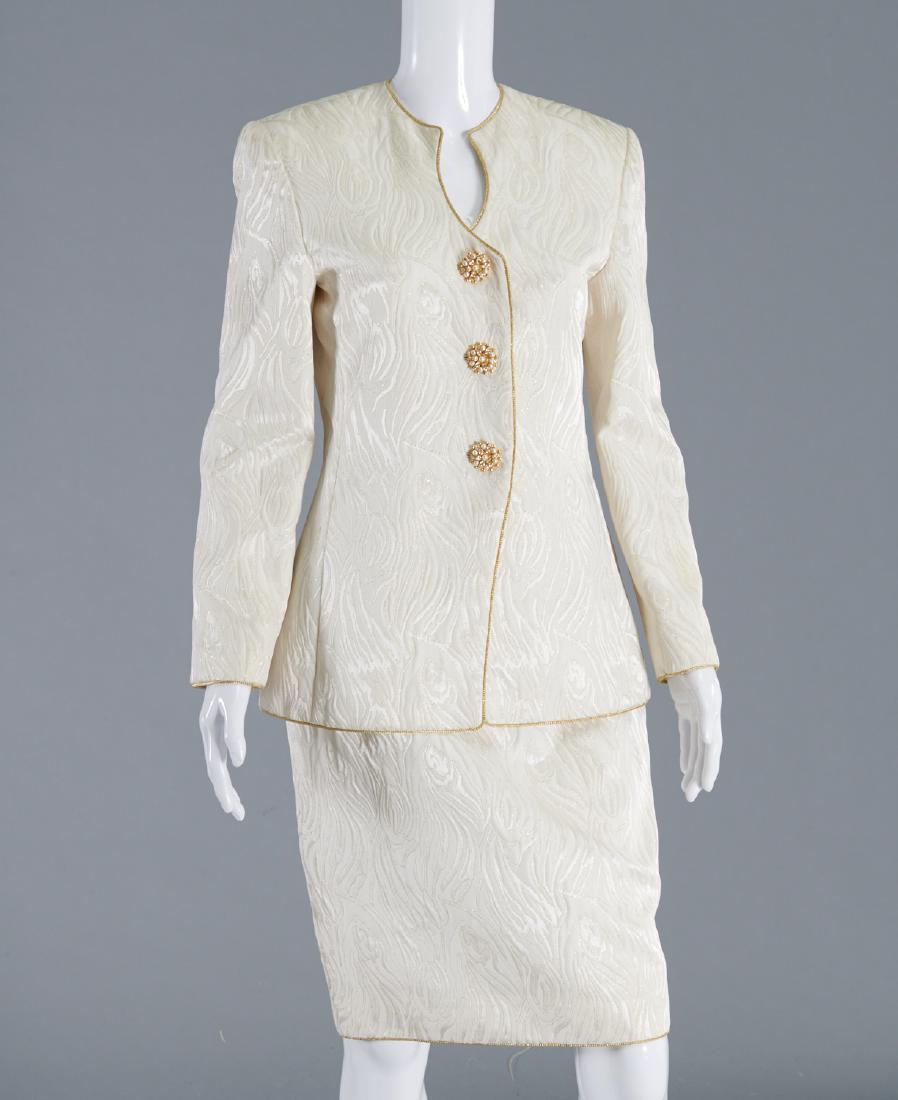 Mary McFadden cream evening skirt suit (1 of 7)