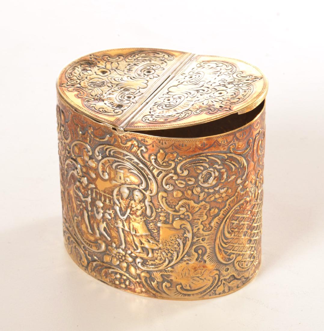 Continental vermeil silver tea caddy (1 of 6)
