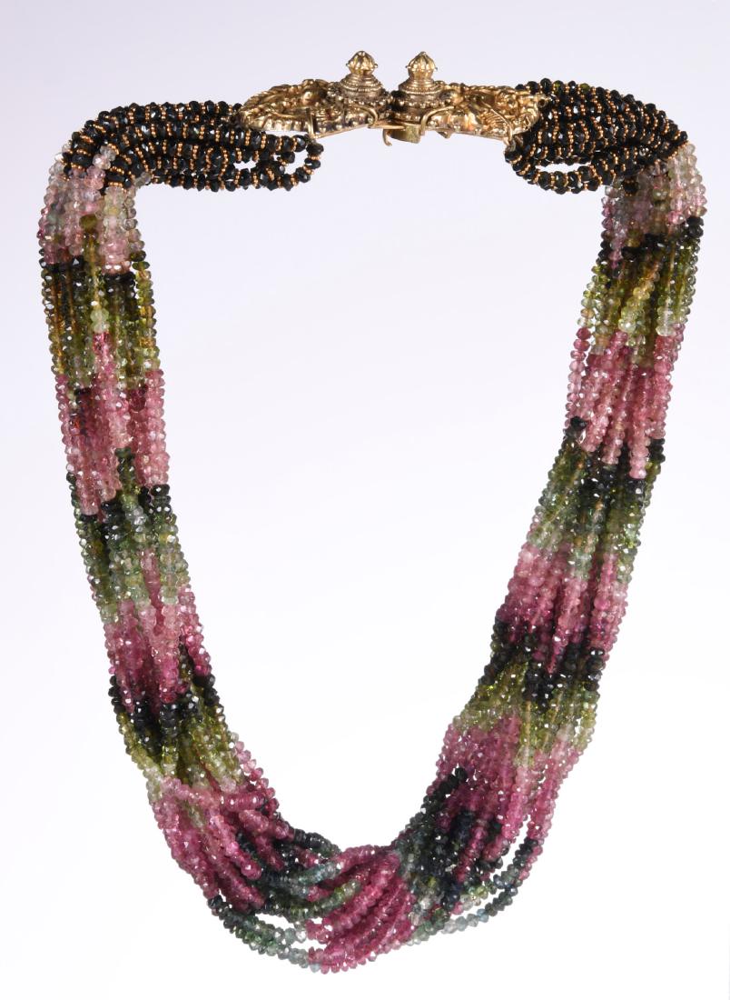 Indian gold, semi precious stone toursade necklace (1 of 6)