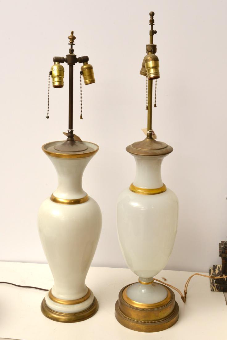 (2) French white opaline glass vase lamps (1 of 7)