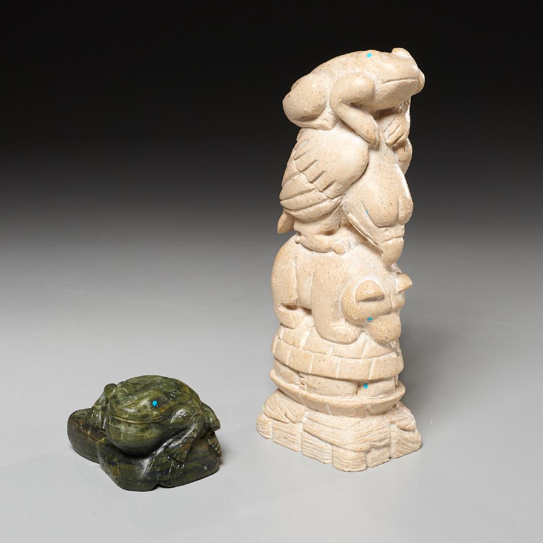 (2) signed Zuni carved stone figures (1 of 9)