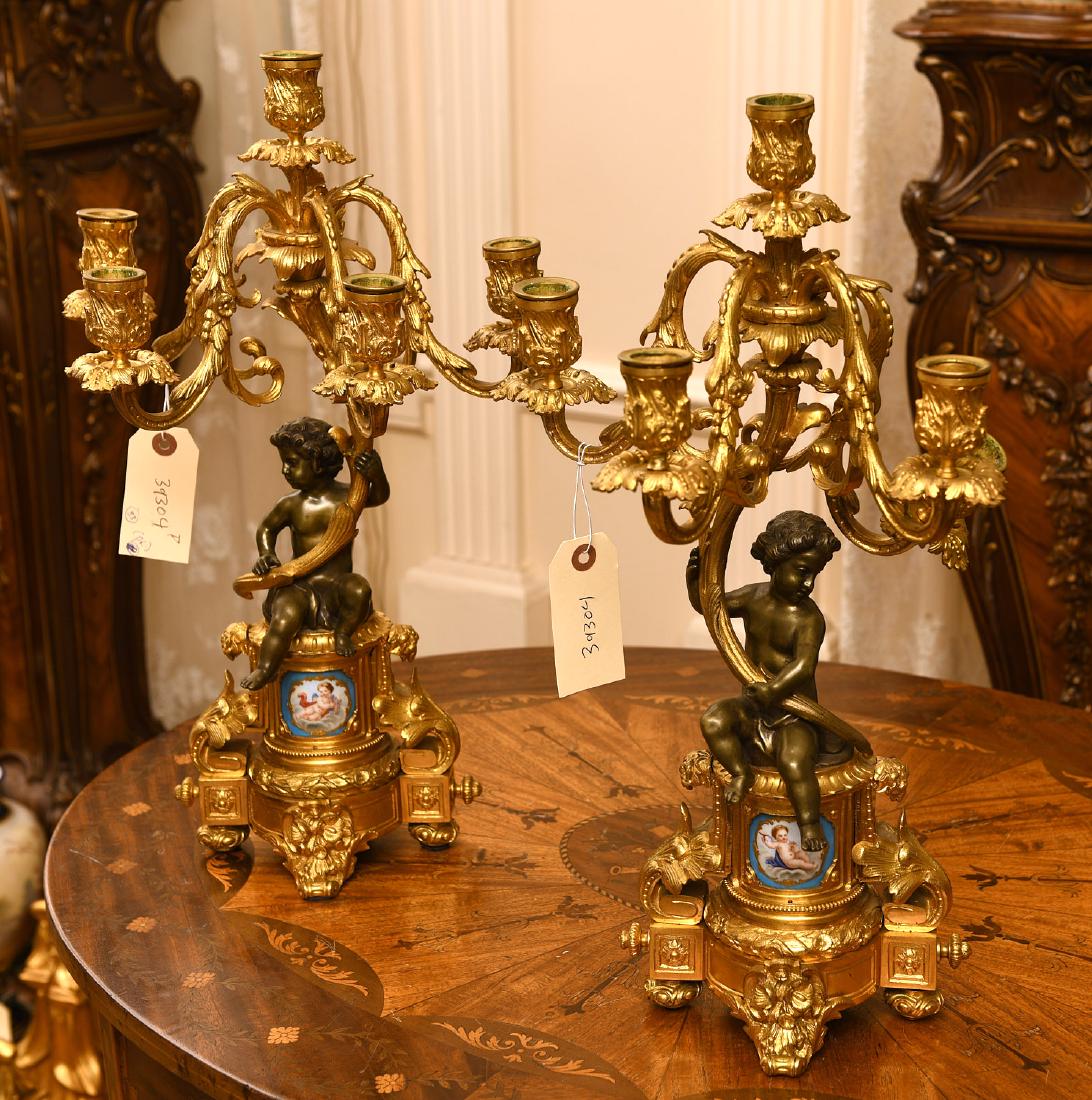 Pair Louis XV-style gilt bronze candelabra (1 of 10)
